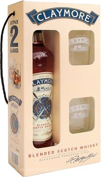 Фото Claymore Blended Scotch Whisky 0.7 л в подарунковій коробці з 2 склянками