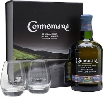 Фото Connemara Distillers Edition 0.7 л в подарунковій коробці з 2 склянками