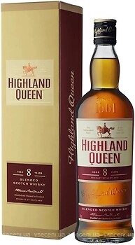 Фото Highland Queen Blended Scotch Whisky 8 YO 0.7 л в упаковке