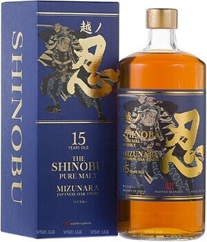 Фото Shinobu Pure Malt Mizunara Japanese Oak Finish 15 YO 0.7 л в подарунковій коробці