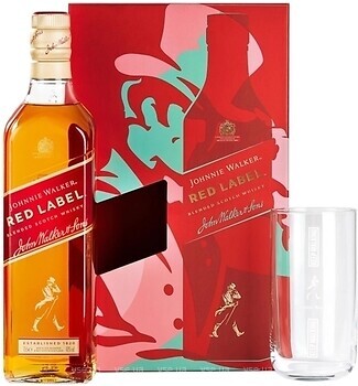 Фото Johnnie Walker Red Label 0.7 л в подарунковій коробці + склянка