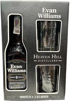 Фото Heaven Hill Evan Williams Black 0.75 л в подарунковій упаковці + 2 келиха