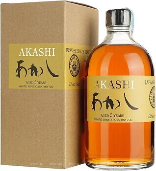 Фото Akashi Single Malt Bourbon Cask 5 YO 0.5 л в подарунковій коробці