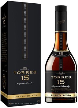 Фото Torres Imperial Brandy Reserva Privada 15 років витримки 1 л в подарунковій упаковці