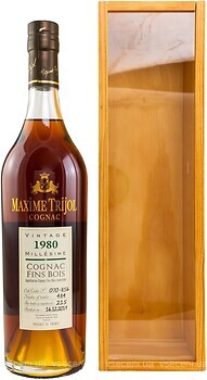 Фото Maxime Trijol Cognac Fins Bois Vintage 1980 38 лет выдержки 0.7 л в подарочной упаковке