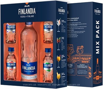 Фото Finlandia Vodka 0.5 л в подарунковій коробці з 4 смаковими мініатюрами 4x 0.05 л