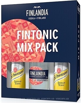 Фото Finlandia Grapefruit 0.5 л в подарунковій коробці з тоніком Schweppes 2x 0.25 л