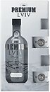 Фото Premium Lvov Platinum 0.7 л в подарунковій упаковці + 2 чарки