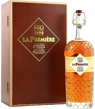Фото Poli Grappa La Premiere 8 YO 0.7 л в дерев'яній коробці
