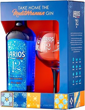 Фото Larios 12 Premium Gin 0.7 л в подарунковій упаковці + келих
