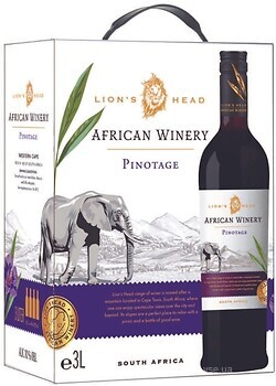 Фото African Winery Pinotage червоне сухе 3 л в упаковці