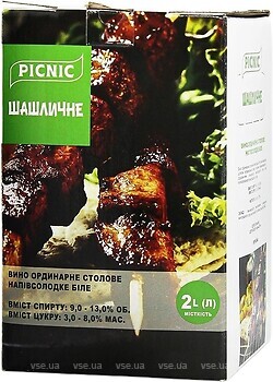 Фото Picnic Шашличне біле напівсолодке 2 л