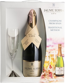 Фото Garcia Carrion Cava Jaume Serra Brut біле брют 0.75 л + 2 келиха в упаковці