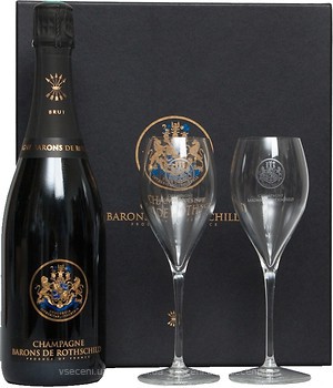 Фото Champagne Barons de Rothschild Brut біле брют 0.75 л + 2 келиха в упаковці