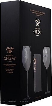Фото Chateau Chizay Pinot Noir червоне напівсолодке 0.75 л в подарунковій упаковці + 2 келиха