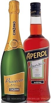 Фото Aperol Aperetivo 1 л + Вино ігристе Cinzano Prosecco біле сухе 0.75 л
