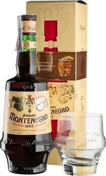 Фото Gruppo Montenegro Amaro 23% 0.7 л в подарунковій упаковці + келих