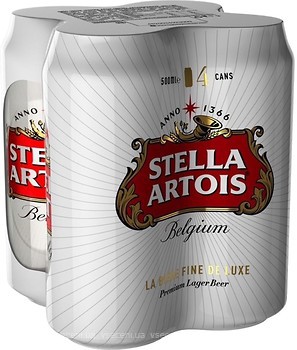 Фото Stella Artois Світле 5% з/б 4x0.5 л