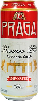Фото Praga Premium Pils 4.7% з/б 0.5 л