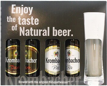 Фото Krombacher Dark, Pils + бокал 4x0.33 л