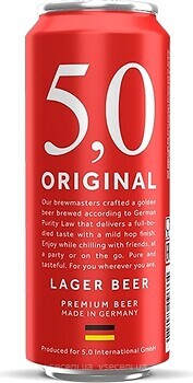 Фото 5.0 Original Lager Beer 5.4% з/б 0.5 л