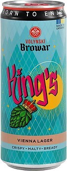 Фото Волинський Бровар King's 5% ж/б 0.33 л