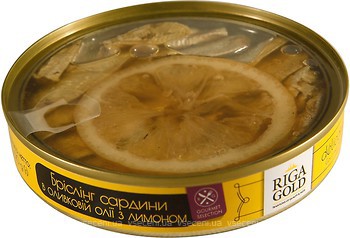 Фото Ризьке золото бріслінг сардини в оливковій олії з лимоном 120 г