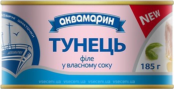 Фото Аквамарин тунець філе у власному соку 185 г