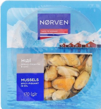 Фото Norven мідії пряно-пікантні в олії 170 г