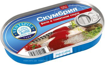 Фото Ventspils скумбрія філе в томатному соусі 170 г