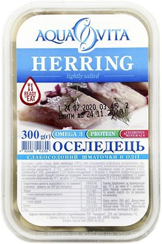 Фото Aqua Vita оселедець філе шматочки в олії 300 г