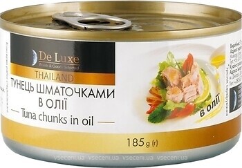 Фото DeLuxe Foods & Goods Selected тунец кусочками в масле 185 г