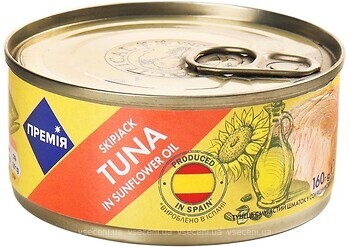 Фото Премія тунець смугастий в соняшниковій олії 160 г