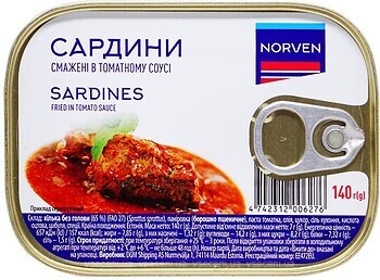 Фото Norven сардини в томатному соусі 140 г
