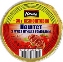 Фото Hame паштет из мяса птицы с томатами 130 г