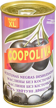 Фото Coopoliva маслини без кісточок Чорні 370 мл