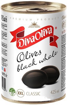 Фото Diva Oliva маслины крупные черные XXL с косточкой 425 мл