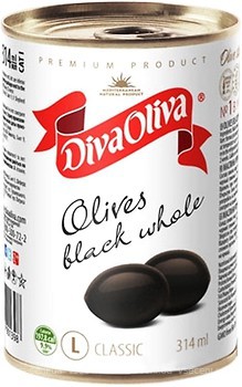 Фото Diva Oliva маслини чорні з кісточкою 314 мл