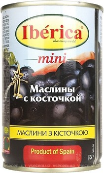 Фото Iberica маслини чорні міні з кісточкою 300 г