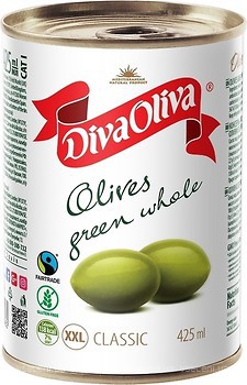 Фото Diva Oliva оливки великі зелені XXL з кісточкою 425 мл