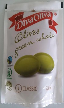 Фото Diva Oliva оливки зелені з кісточками 200 мл