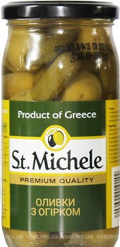 Фото St. Michele оливки зелені з огірком 380 г