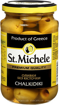 Фото St. Michele оливки зелені без кісточки Халкідікі 360 г