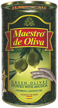 Фото Maestro de Oliva оливки зелені з анчоусом 350 г