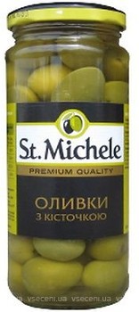 Фото St. Michele оливки зелені з кісточкою Гордал 358 мл