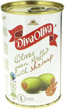 Фото Diva Oliva оливки зелені з креветкою 314 мл