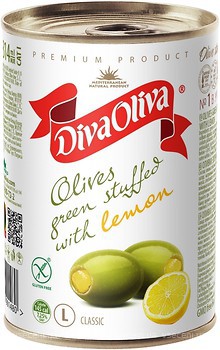 Фото Diva Oliva оливки зелені з лимоном 314 мл
