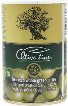 Фото Olive Line оливки зеленые с косточкой отборные 420 г