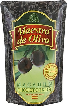 Фото Maestro de Oliva маслини чорні з кісточкою 170 г