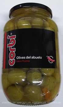 Фото Corbi оливки зелені з кісточкою Olives del Abuelo Saboi Picante 835 г